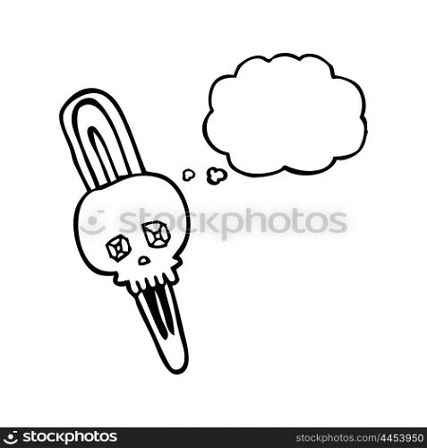 freehand drawn thought bubble cartoon skull hairclip