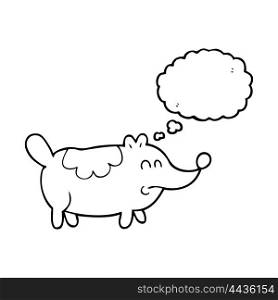 freehand drawn thought bubble cartoon small fat dog
