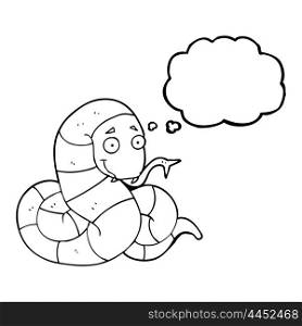 freehand drawn thought bubble cartoon snake