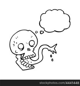 freehand drawn thought bubble cartoon spooky halloween skull