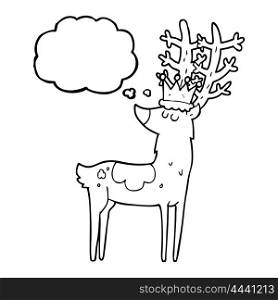 freehand drawn thought bubble cartoon stag king