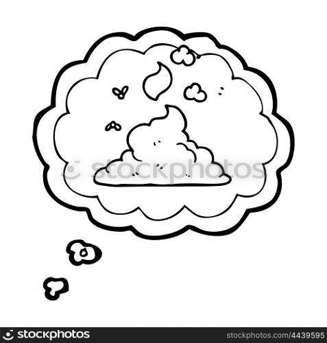 freehand drawn thought bubble cartoon steaming pile of poop