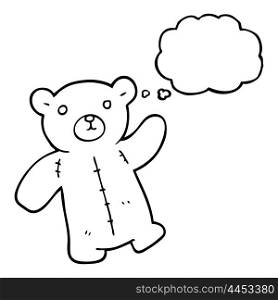 freehand drawn thought bubble cartoon teddy bear