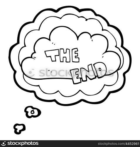 freehand drawn thought bubble cartoon The End symbol