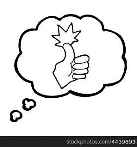 freehand drawn thought bubble cartoon thumbs up