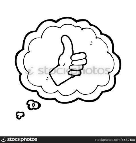 freehand drawn thought bubble cartoon thumbs up sign