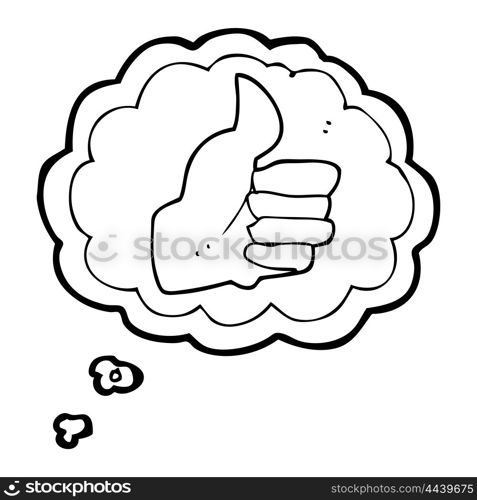 freehand drawn thought bubble cartoon thumbs up symbol