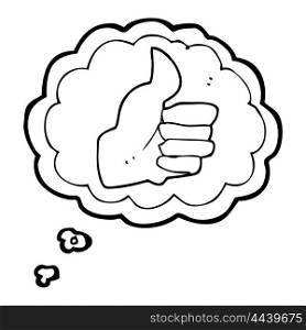 freehand drawn thought bubble cartoon thumbs up symbol