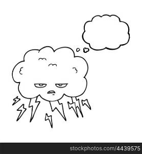 freehand drawn thought bubble cartoon thundercloud