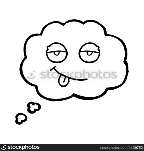 freehand drawn thought bubble cartoon tired eyes