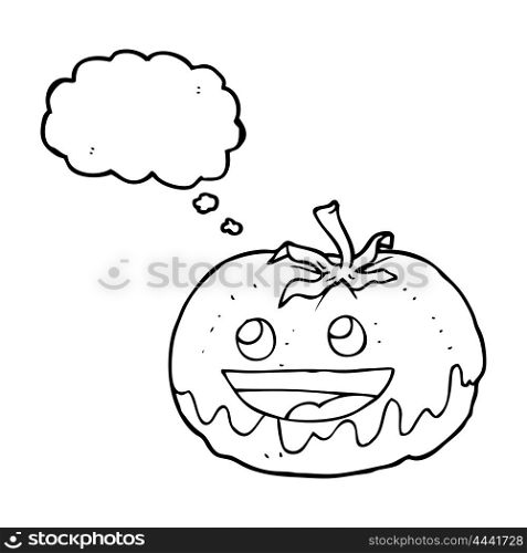 freehand drawn thought bubble cartoon tomato