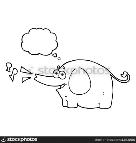 freehand drawn thought bubble cartoon trumpeting elephant
