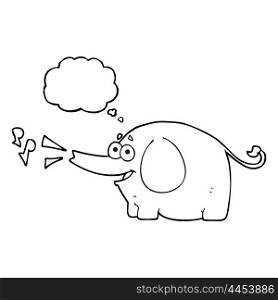 freehand drawn thought bubble cartoon trumpeting elephant