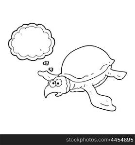 freehand drawn thought bubble cartoon turtle