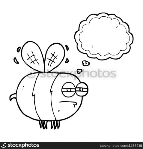 freehand drawn thought bubble cartoon unhappy bee