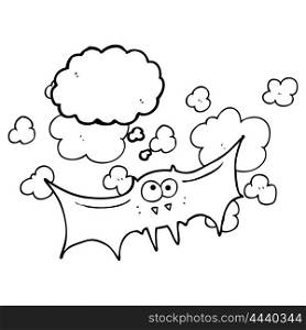 freehand drawn thought bubble cartoon vampire bat