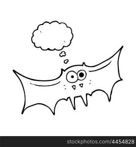 freehand drawn thought bubble cartoon vampire bat