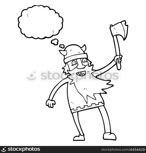 freehand drawn thought bubble cartoon viking