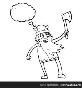 freehand drawn thought bubble cartoon viking