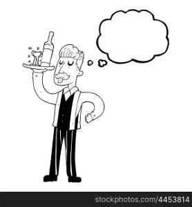 freehand drawn thought bubble cartoon waiter