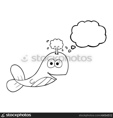 freehand drawn thought bubble cartoon whale