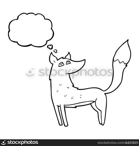 freehand drawn thought bubble cartoon wolf