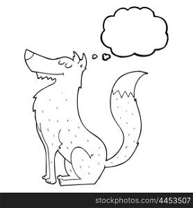 freehand drawn thought bubble cartoon wolf