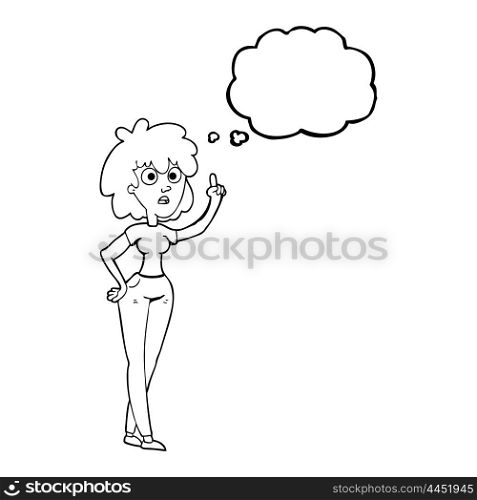 freehand drawn thought bubble cartoon woman