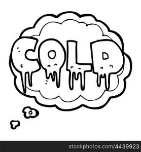 freehand drawn thought bubble cartoon word cold