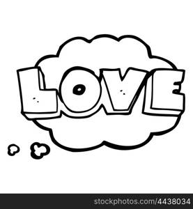 freehand drawn thought bubble cartoon word love