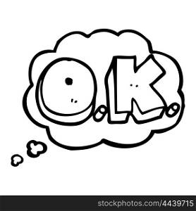freehand drawn thought bubble cartoon word OK