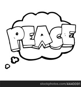freehand drawn thought bubble cartoon word peace