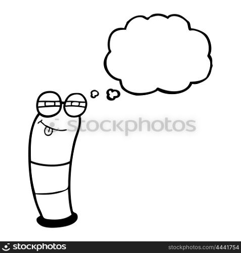 freehand drawn thought bubble cartoon worm