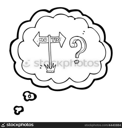 freehand drawn thought bubble cartoon yes and no sign