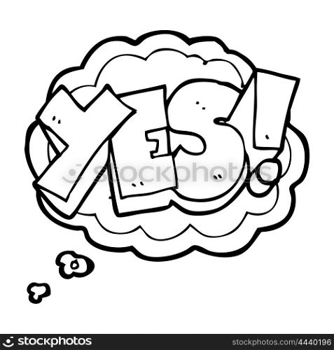freehand drawn thought bubble cartoon yes symbol