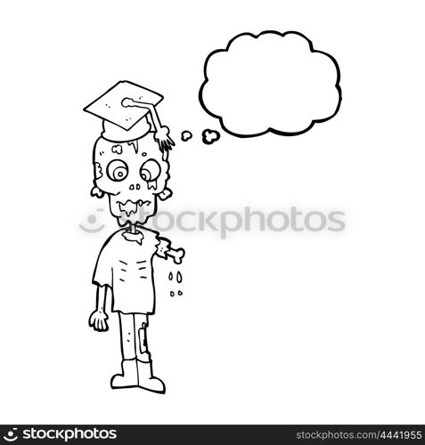 freehand drawn thought bubble cartoon zombie student