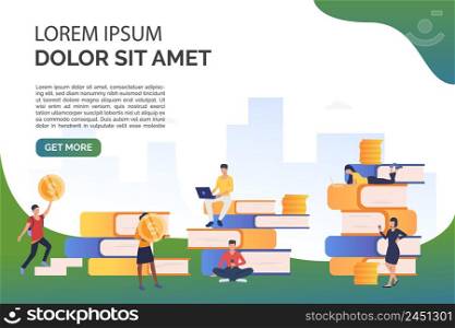Freelance and job vector illustration. Business, earning, career. Finance concept. Creative design for layouts, web pages, banners. Freelance and job vector illustration