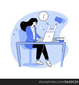 Freelance copywriter isolated cartoon vector illustrations. Girl with laptop working as remote copywriter, modern profession, self-employed woman, freelance job, resume writer vector cartoon.. Freelance copywriter isolated cartoon vector illustrations.