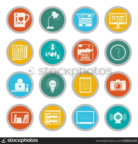 Freelance icons flat set. Freelance icons flat set with work from home elements isolated vector illustration