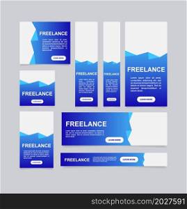 Freelance jobs web banner design template. Vector flyer with text space. Advertising placard with customized copyspace. Promotional printable poster for advertising. Graphic layout. Freelance jobs web banner design template