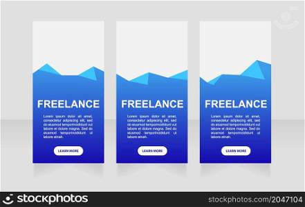 Freelance translator positions web banner design template. Vector flyer with text space. Advertising placard with customized copyspace. Promotional printable poster for advertising. Graphic layout. Freelance translator positions web banner design template