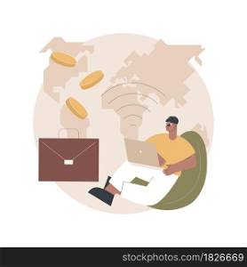 Freelance work abstract concept vector illustration. Freelancer job, remote work, online self-employment, freelance platform, available for hiring, independent web specialist abstract metaphor.. Freelance work abstract concept vector illustration.