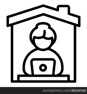 Freelancer isolation icon outline vector. House isolation. Self remote. Freelancer isolation icon outline vector. House isolation
