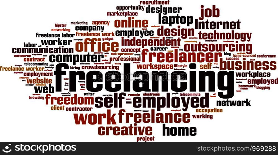 Freelancing word cloud concept. Vector illustration