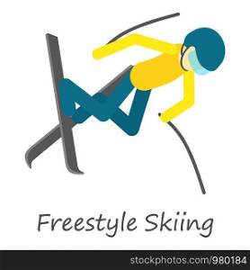 Freestyle skiing icon. Isometric of freestyle skiing vector icon for web design isolated on white background. Freestyle skiing icon, isometric style