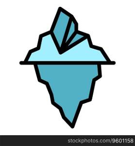 Freeze iceberg icon outline vector. Glacier ice. Water sea color flat. Freeze iceberg icon vector flat