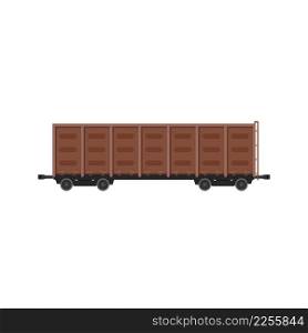 Freight car for railways.Transportation of raw materials and minerals. Cargo wagon for coal.. Freight car for raw materials and minerals.