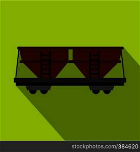 Freight railroad car icon. Flat illustration of freight railroad car vector icon for web design. Freight railroad car icon, flat style