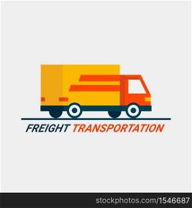 Freight transportation concept. Cargo Logistic service. Flat style Truck icon on light background. Fast Shipping by car or truck. Express delivery. Vector illustration. Freight transportation concept. Cargo Logistic service. Flat style Truck icon on light background. Fast Shipping by car or truck. Express delivery.