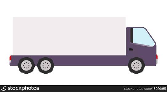 Freight truck cartoon vector illustration. Industrial trailer car flat color object. Commercial lorry truck, cargo vehicle side view isolated on white background. International shipment transportation